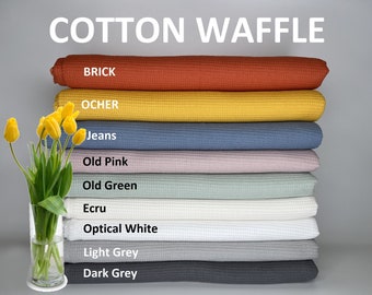 mini waffle fabric cotton fabric Sewing project Turkish Cotton waffle  white color - Great for towels, bedding