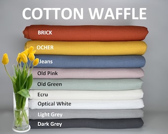 mini waffle fabric cotton fabric Sewing project Turkish Cotton waffle  white color - Great for towels, bedding