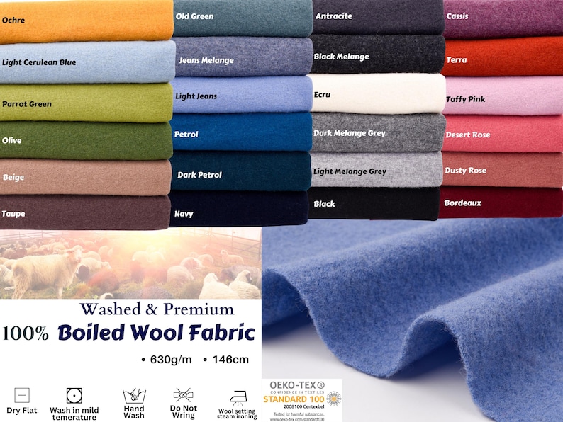 100% Boiled Wool Fabric / Washed & Premium Boiled wool image 1