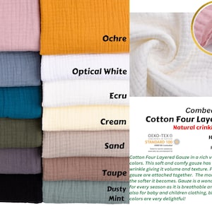 Natural Cotton Four Layered  Gauze Plain Fabric, Gauze Fabric, 100% Cotton , Four layer gauze, Gauze Cotton