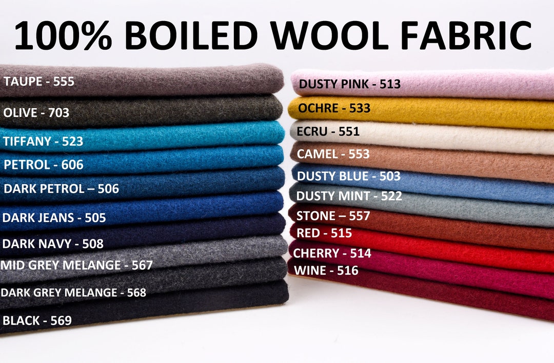 100% Boiled Wool Fabric by Half Yard 