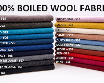 100% Boiled Wool Fabric by half Yard