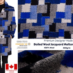 Gekochte Wolle Jacquard Melton Gedruckt Patch Design Stoff