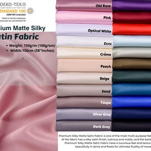 Tela de satén sedoso mate premium - S1015, moda nupcial, material de boda de lujo, mascarillas faciales DIY, antifaces para dormir, coleteros, tela para turbante