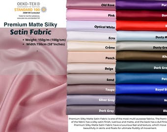 Premium Matte  Silky Satin Fabric - S1015, Bridal Fashion, Luxury Wedding Material DIY face masks ,sleep masks, hair scrunchy, turban fabric