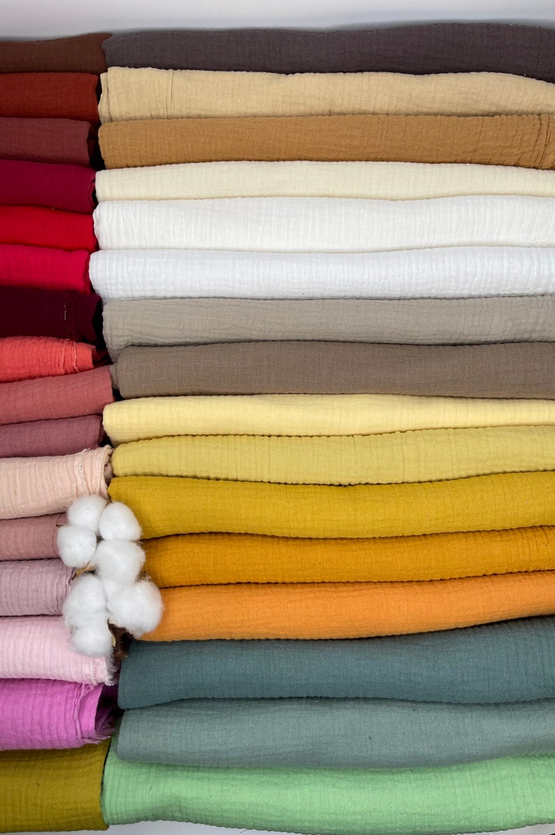 Double Gauze Plain fabric, muslin cotton Natural fabrics for baby 100% cotton fabric image 8