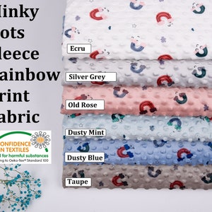 Minky Dimple Dots fleece regnbågsmönstrat tyg S1055, Tryckt Minky-tyg, smidigt fleecetyg