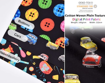 Cotton Woven Plain Textured Digital Print Fabric