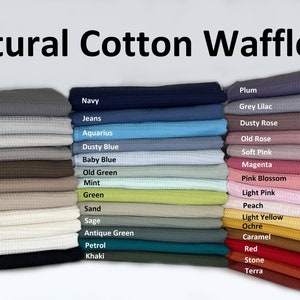 Natural Cotton  waffle fabric cotton fabric Sewing project Turkish Cotton waffle  white color - Great for towels, bedding