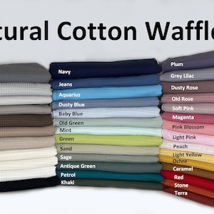 Natural Cotton  waffle fabric cotton fabric Sewing project Turkish Cotton waffle  white color - Great for towels, bedding