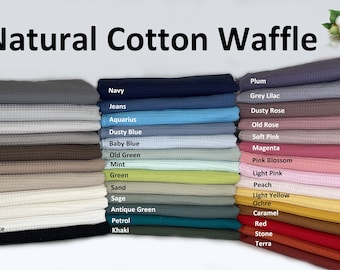 Natural Cotton  waffle fabric cotton fabric Sewing project Turkish Cotton waffle  white color - Great for towels, bedding