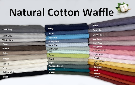 Natural Cotton  waffle fabric cotton fabric Sewing project Turkish Cotton waffle  white color - Great for towels, bedding