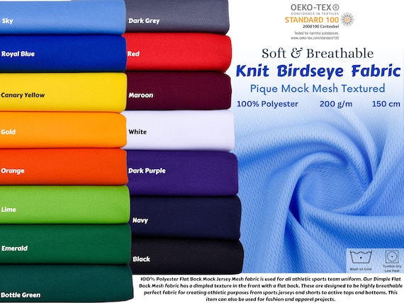 Birds Eye Sportswear Fabric / Pique Mock mesh Textured jersey / Breathable Antimicrobial Wicking Fabric