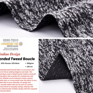 Black & white Boucle tweed Flax Fabric - 1036, Chunky Boucle Upholstery, Italy Tweed, Boucle ,  Fashion Tweed, DIY Coat Fabric, Dress Fabric