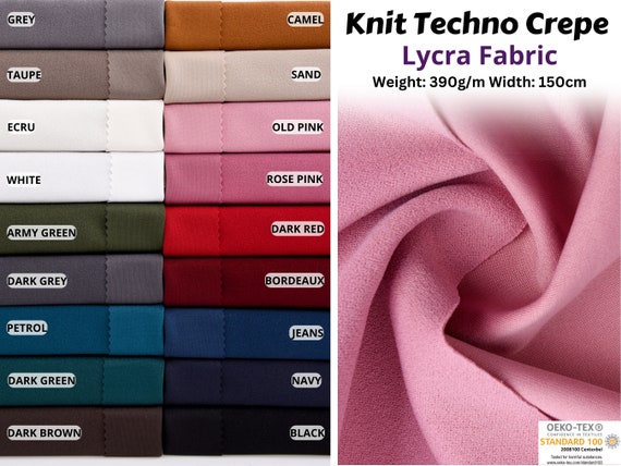 Knit Techno Crepe Lycra Fabric, Textured Jersey Crepe, Single knit 4 way  stretch with Spandex -  Portugal