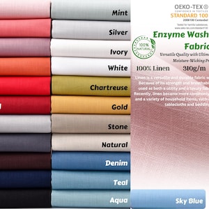 7 oz met enzymen gewassen 100% linnen stof OEKO-Tex gecertificeerd - GK-6523 Perfect voor alle soorten kleding, interieurdecoratie, gordijnen afbeelding 1