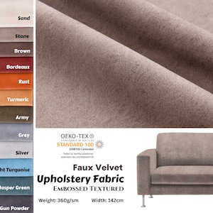 Embossed Faux Velvet Upholstery Fabric GK-6577/22, Durable Soft Furnishing Upholstery Sofa Chair Curtain Cushions Fabric