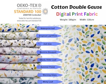 Cotton Double Gauze /Muslin Flower Digital Prints Fabric -6661, muslin cotton Natural fabrics for baby 100% cotton fabric, blanket, clothing