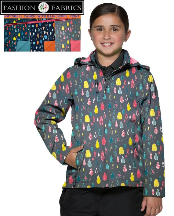 Softshell Fabric Drops Rain Drop 