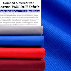 100% Cotton Twill Drill Fabric, Workwear Twill Fabric, Durable Fabric , Pants Fabric, Jacket, Bags Fabric DIY Fabric, By the Yard