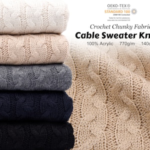 Heavy Crochet Chunky Cable Sweater Knits - 19354 , winter fabric, coat fabric, sewing fabric