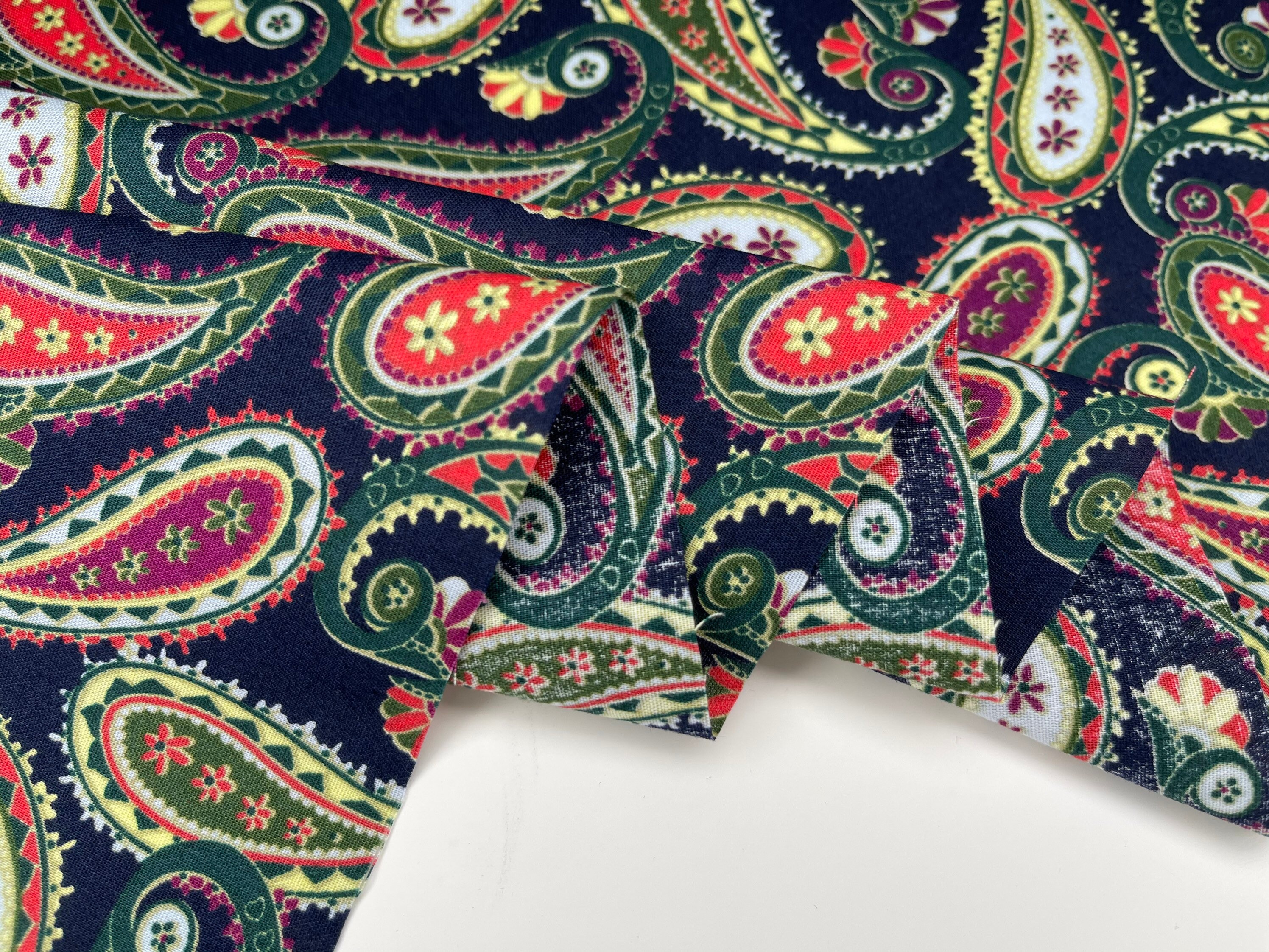 Paisley Traditional Washed 100% Cotton Poplin Reactive Print - Etsy
