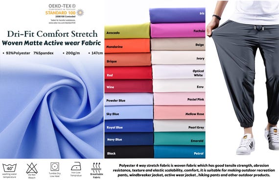 Dri-Fit  Stretchy Woven Fabric / Matte Active wear Athletic Wicking Fabric