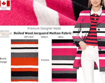 Boiled Wool Jacquard Melton Fabric premium Designer made