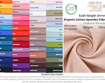 Organic Cotton Spandex Knit 4-Way Spandex Cotton Jersey Fabric - 8973