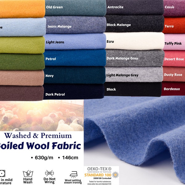 100% Boiled Wool Fabric / Washed & Premium Boiled wool