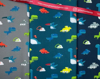Softshell fabric, dinosaurs, dinosaur print , waterproof water repellent resistant