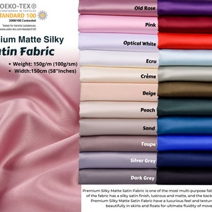 Premium Matte  Silky Satin Fabric - S1015, Bridal Fashion, Luxury Wedding Material DIY face masks ,sleep masks, hair scrunchy, turban fabric