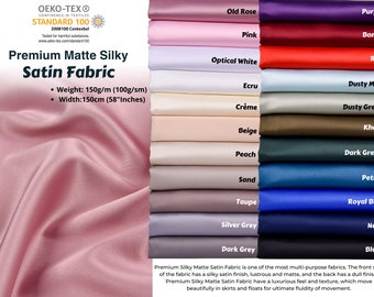 Premium Matte  Silky Satin Fabric - S1015, Bridal Fashion, Luxury Wedding Material DIY face masks ,sleep masks, hair scrunchy, turban fabric