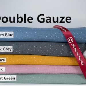 Double Gauze Muslin Fabric with silver small stones , Muslin Double Gauze fabric muslin cotton Natural fabrics for baby 100% cotton fabric