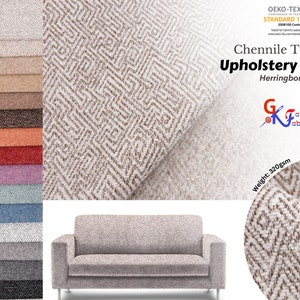 Chenille Herringbone Upholstery Fabric GK-6575/22, Durable Soft Furnishing Upholstery Sofa Chair Curtain Cushions Fabric