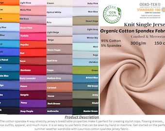 Natural Cotton Spandex Knit 4-Way Spandex Cotton Jersey Fabric - 8973
