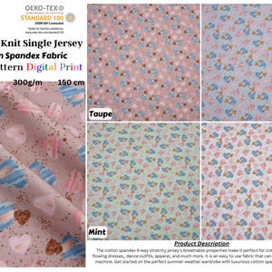 Tissu jersey coton et élasthanne imprimé numérique coeurs - 5068