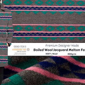 Boiled Wool Jacquard Melton Fabric Premium Designer Made