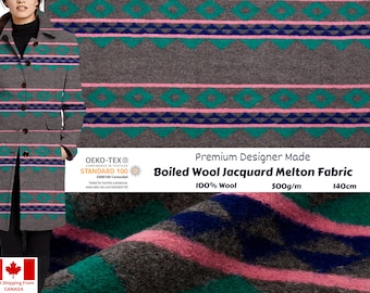 Boiled Wool Jacquard Melton Fabric Premium Designer Made