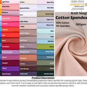 Natural Cotton Spandex Knit 4-Way Spandex Cotton Jersey Fabric - 8973