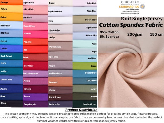 Natural Cotton Spandex Knit 4-way Spandex Cotton Jersey
