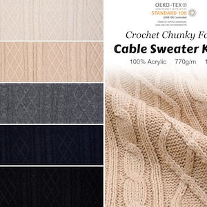 Heavy Crochet Chunky Cable Sweater Knits - 19355 , winter fabric, coat fabric, sewing fabric