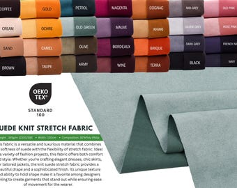 Suede Knit Stretch Fabric, Faux Suede fabric, Microsuede Fabric, Upholstery fabric, Suedette, suede bags, Cushions & Interior, Stretch suede