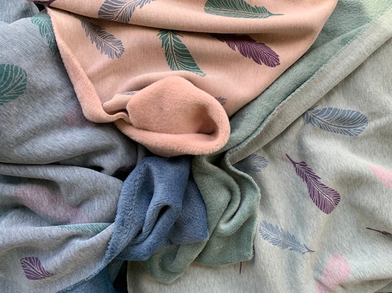 Feathers Boho Alpine Fleece Fabric, Sweatshirt Fabric, Hoodie