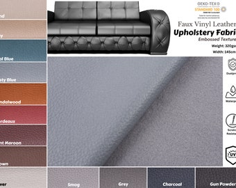 Faux Vinyl Leather Embossed Upholstery  Fabric GK-6579/22, Durable Soft Furnishing Upholstery Sofa Chair Curtain Cushions Fabric