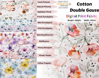 Cotton Double Gauze /Muslin Digital Prints Fabric -6570 , muslin cotton Natural fabrics for baby 100% cotton fabric, bibs, blanket, clothing