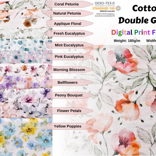 Cotton Double Gauze /Muslin Digital Prints Fabric -6570 , muslin cotton Natural fabrics for baby 100% cotton fabric, bibs, blanket, clothing