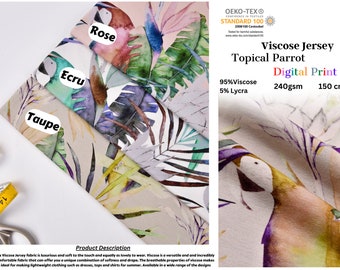 Tropical Parrot- Viscose Spandex Jersey Fabric - 5093