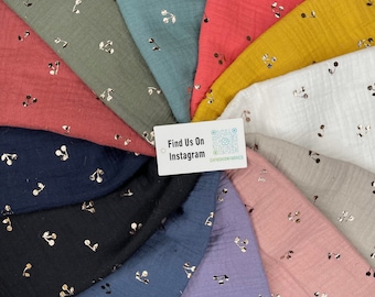 Doble Gasa con Estampado Brillante de Cereza, Tejido Doble Gasa Muselina Algodón Muselina Estampada Tejidos Naturales para Bebé Tejido 100% Algodón