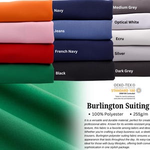 Burlington Suiting Fabric, Polyester Suiting Fabric, Medium Weight Suiting , Suit Pants Fabric, Office wear fabric, Uniforms, Formalwear